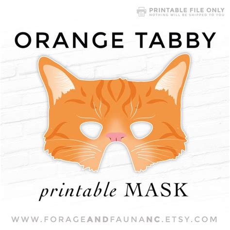 Orange Tabby Cat Printable Halloween Animal Mask Kitty Kitten - Etsy