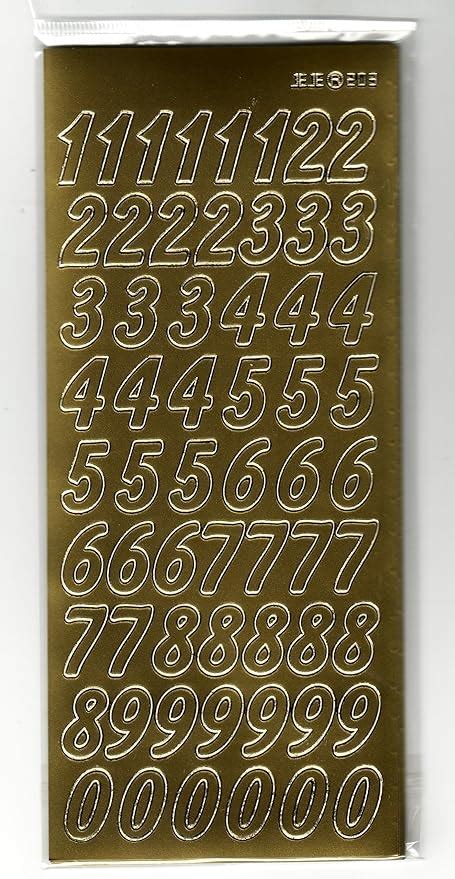 Large Gold Number Peel Off Stickers 2 Sheets For Card Making Crafts