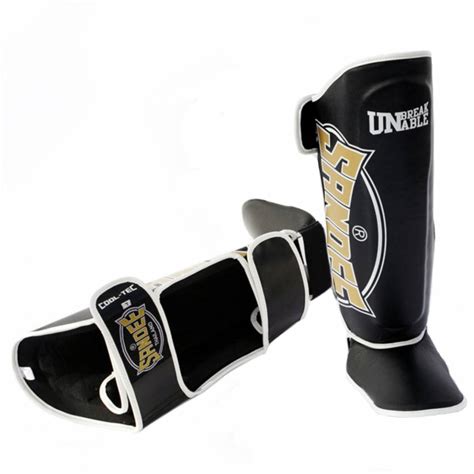 Sandee Authentic Shinguards Black White Leather Shin Guard Muay Thai