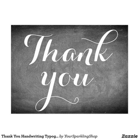 Thank You Handwriting Typography Black White Postcard | Zazzle | Handwritten typography ...