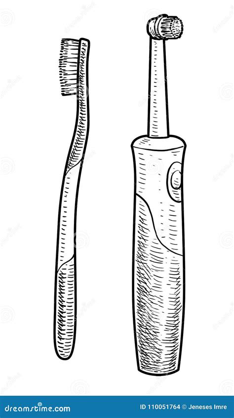 Tooth Brush Illustration Drawing Engraving Ink Line Art Vector