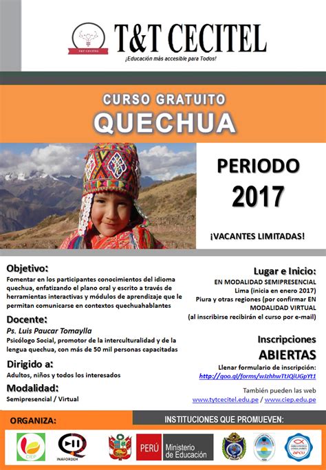 Curso Gratuito De Quechua T T Cecictel