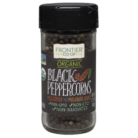 Frontier Whole Black Peppercorns Certified Organic 2 12 Oz Walmart