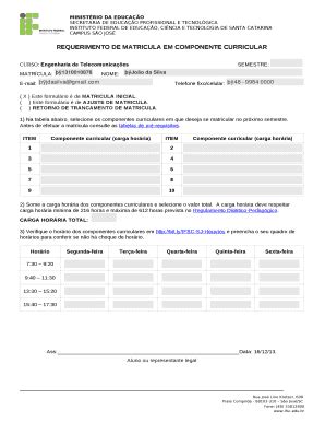 Fillable Online Wiki Sj Ifsc Edu Requerimento De Validao De Componente