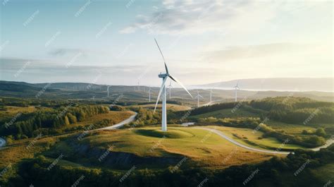 Premium Photo Generative Ai A Panoramic View Of A Wind Farm In A Rural Landscape Demonstrating