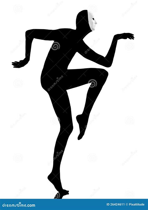 Performer Mime with Mask Funny Walking Stock Image - Image of camera ...