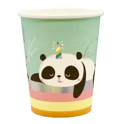 Vasos De Papel Panda Con Iridiscente U Partyplace