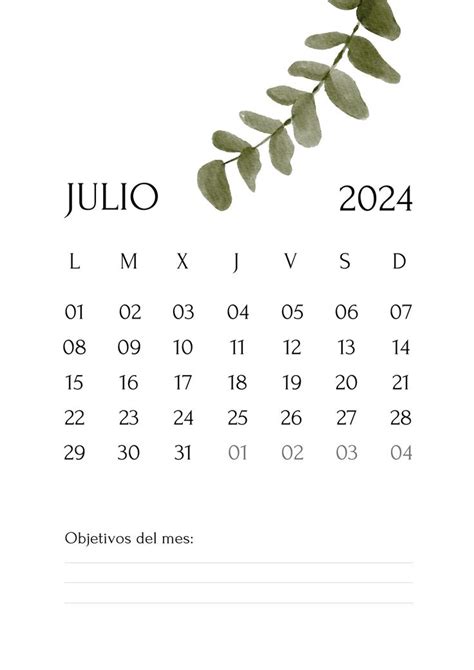 Calendario A4 Mes Julio 2024 Imprimible Aesthetic Pastel Templates By