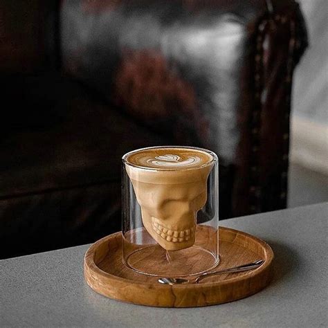 Schädel Wein Glas Becher Latte Kaffee Whiskey tran Grandado