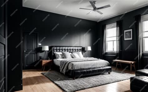 Premium Photo | Modern black bedroom interior design