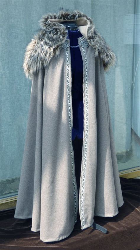 Medieval Fantasy Cloak Made With Wool And Ribbon And Fur Capeline On