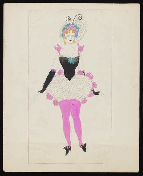 Untitled Costume Design Showing A Female Figure Wearing A Black Bodice A Ruffled White Skirt