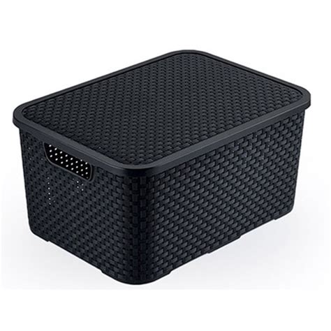 Caixa Organizadora Rattan Preta 7 Litros C Tampa 25588 Arqplast Na