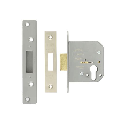 Era Viscount Euro Profile Deadlock 76mm Case 56mm Backset Satin Chrome Ironmongerydirect