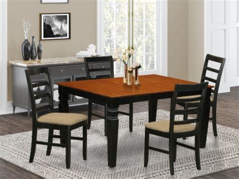 East West Furniture Weston Piece Wood Dining Set With Linen Seat In