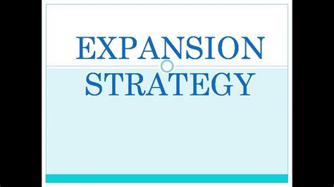 Expansion/Growth strategies - YouTube