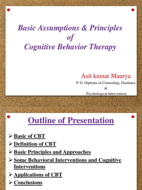 Basic Assumptions And Principles Of Cognitive Behavior Therapy