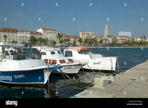 Boats Moored At The Harbour In Split Dalmatia Croatia Easstern