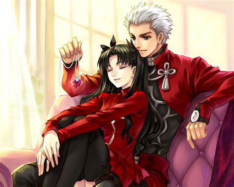 True ♡ Love Red Pretty Guy White Hair Tohsaka Rin Sweet Fate Stay Night Hd Wallpaper