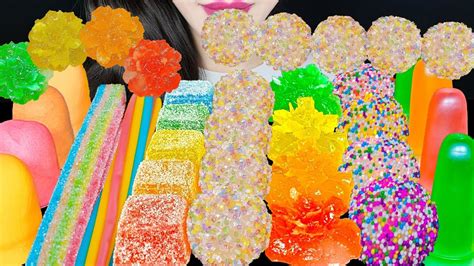 ASMR RAINBOW DESSERTS FLOWER KOHAKUTO BELTS JELLY CHOCOLATE MARSHMALLOW