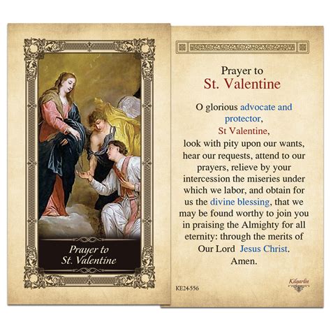 Prayer St Valentine Kilgarlin Laminated Prayer Card