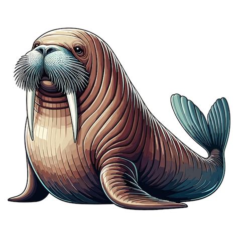 Premium Vector Cute Walrus Fish Cartoon Vector Illustration Style