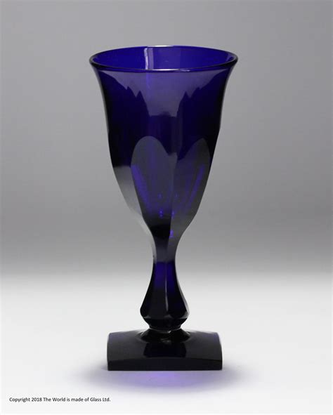 Early Victorian Bristol Blue Facet Cut Wine Glass The World Is Made Of Glass