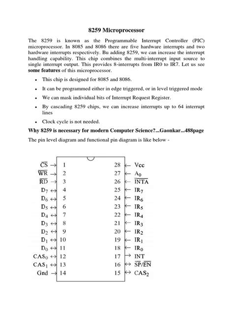 8259 Microprocessor: Some Features of This Microprocessor | Download Free PDF | Electronic ...