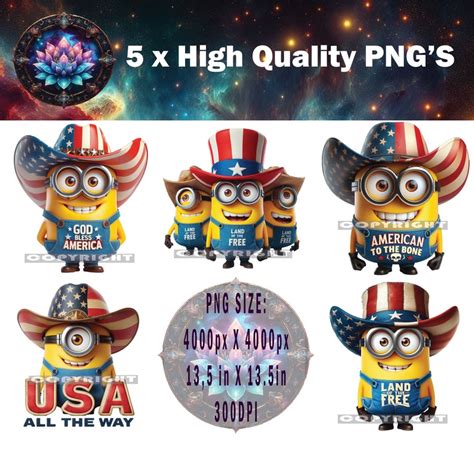 Minions 4th Of July X 5 Png American Minion Png Minion T Shirt Design Minion Sublimation 4th