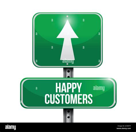 Happy Customer Sign Illustration Design Over A White Background Stock