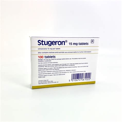 Stugeron Travel Sickness Tablets Vertigo Motion Cinnarizine Mg