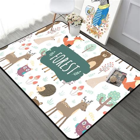 Forest Animal Children Carpet Nordic Style Kids Area Rugs for ...