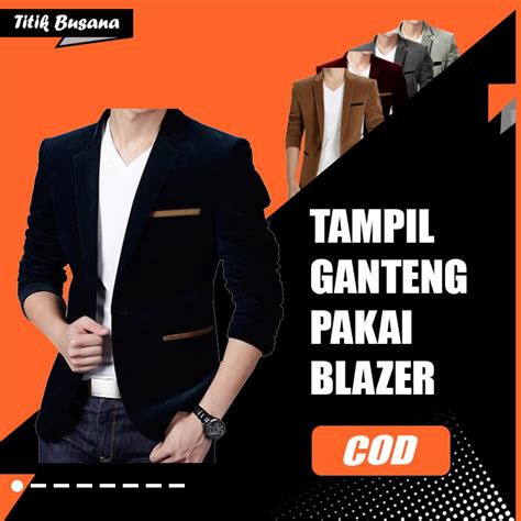 Jual Cod Blazer Pria Korea Willy Maroon Jas Blazer Slim Fit Body Fit