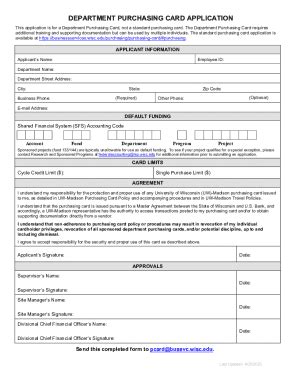 Fillable Online Department Purchasing Card Application Fax Email Print