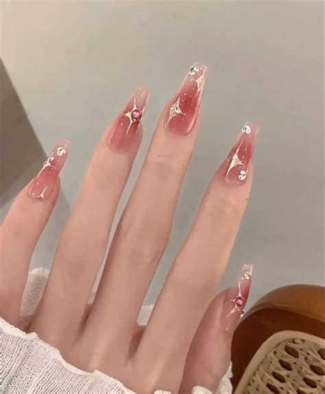 D Nail Stickers Gold Rose Gold Shiny Hollow Cross Star Design Self