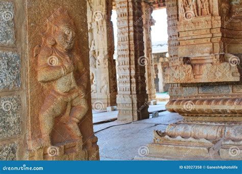 Stone Reliefs On The Pillars Of Vittal Temple Hampi Editorial Stock