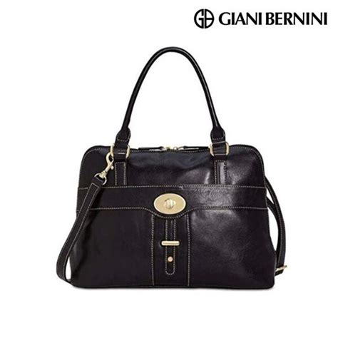 Giani Bernini Turn Lock Glazed Dome Satchel Black