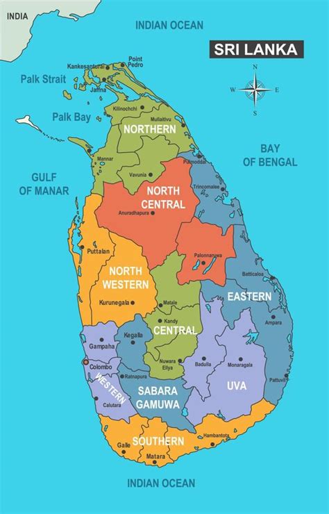 Sri Lanka Map With District Names 21253676 Vector Art At Vecteezy