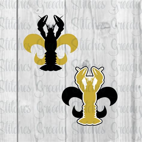 Crawfish Fleur De Lis Duo Svg Dxf Eps And Png Instant Etsy