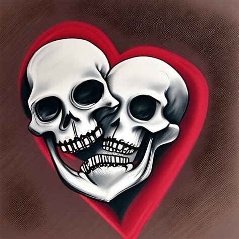 2 Skeletons Kissing Valentines Day Design · Creative Fabrica