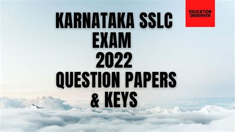 Karnataka Sslc Exam March Question Papers Keys And Solutions