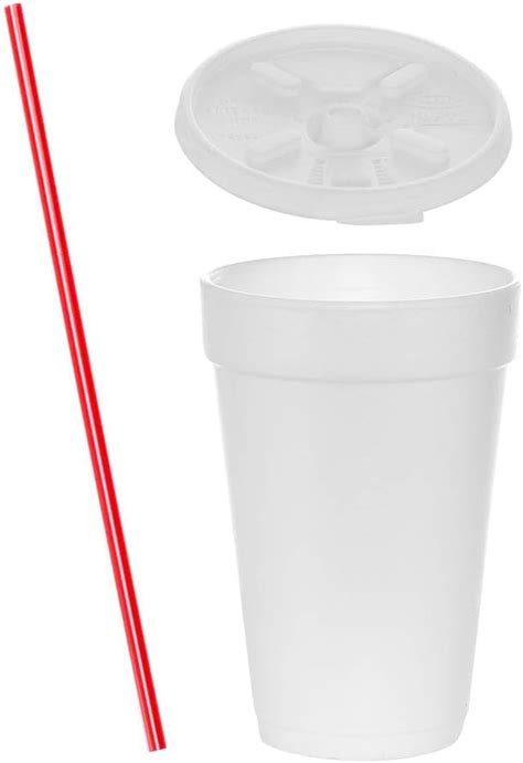 Tezzorio 100 Sets 16 Oz White Foam Cups With Liftnlock