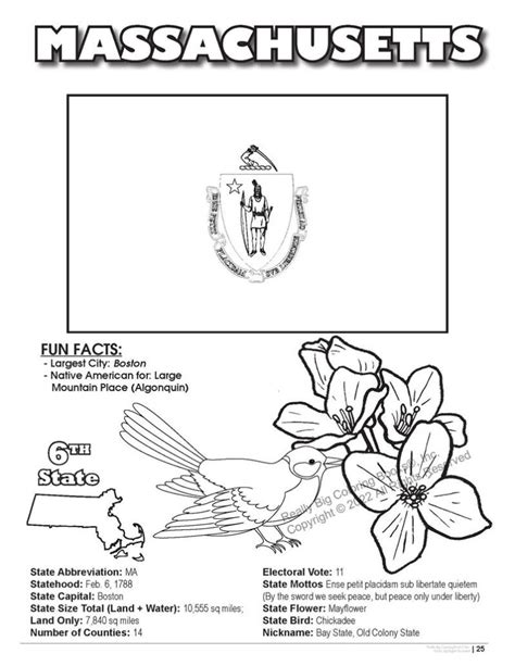 Massachusetts State Coloring Book 8.5 x 11