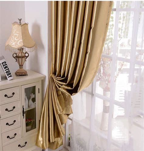 Myru 1 Pair Semi Blackout Gold Curtains For Living Room