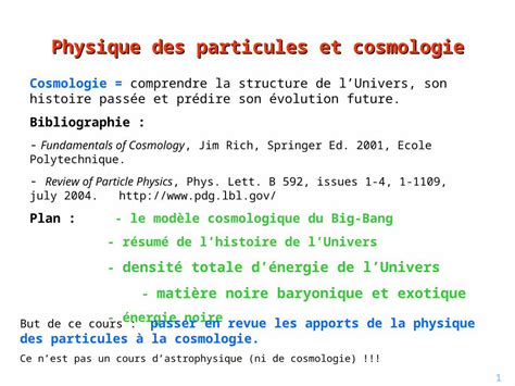 Ppt Physique Des Particules Et Cosmologie Cosmologie Comprendre