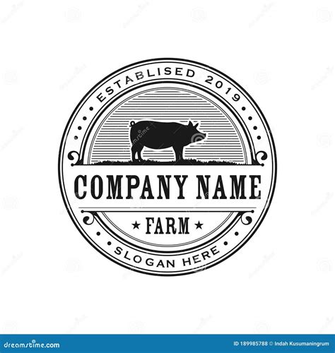 Retro Vintage Pig Farm Logo Design Template. Pig Farm Logo Design ...