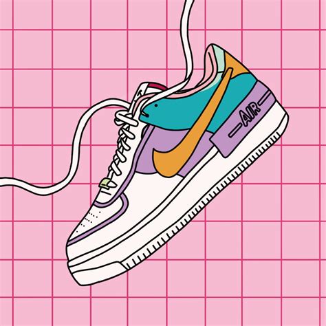 Nike Air Force 1 Shoe Illustration. Pink Fashion Style 20x20cm | Etsy