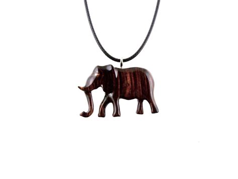 Hand Carved African Elephant Necklace Lucky Wooden Elephant Etsy