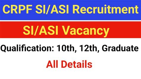 CRPF SI ASI Recruitment 2023 Online Apply CRPFINDIAMHA YouTube