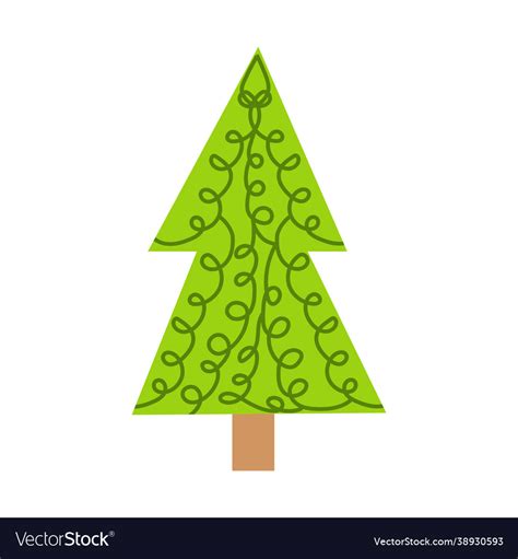 Hand drawing fir tree christmas ornaments stars Vector Image